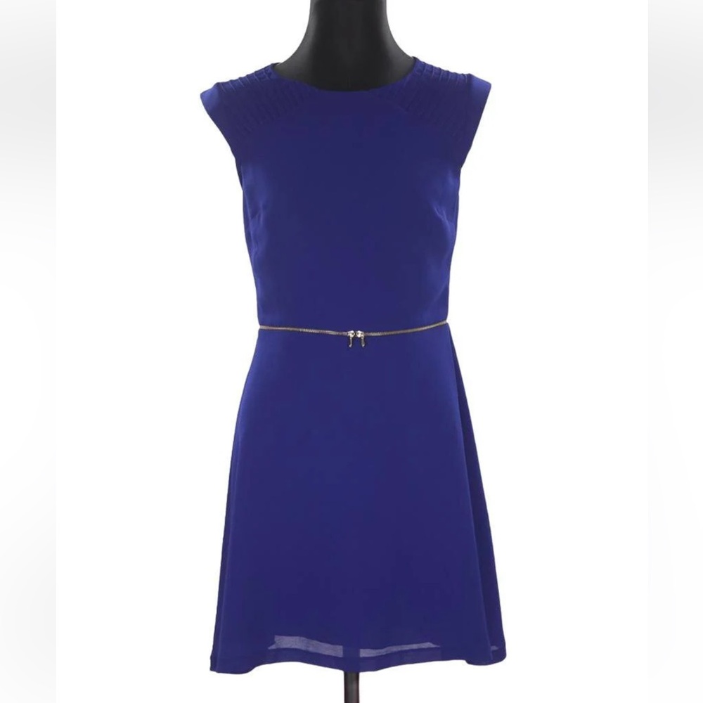 Sandro Paris Royal Blue Pleated Mini Dress – Size 2 (US 6) – Elegant Cocktail
